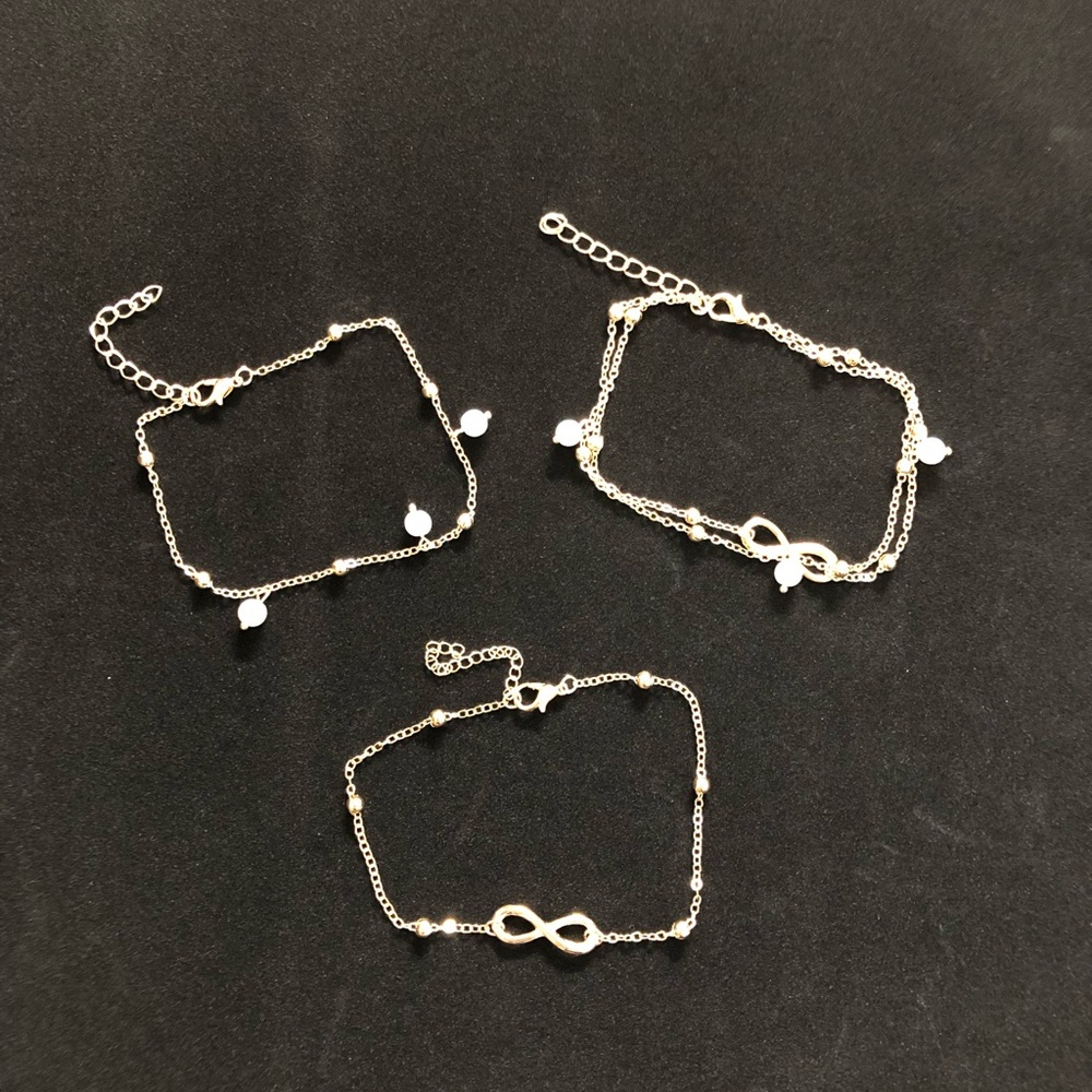 3 Gold Ankle Bracelets - NWOT